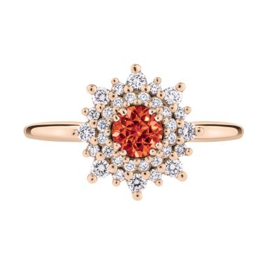 Lepage Dentelle ring in rose gold, orange sapphire and diamonds