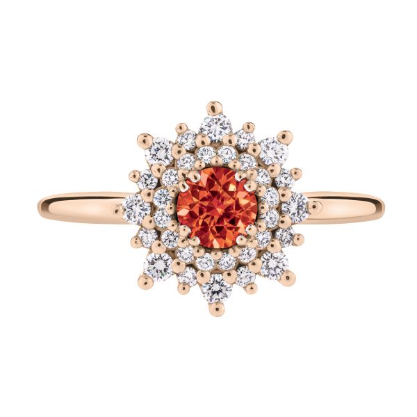 Lepage Dentelle ring in rose gold, orange sapphire and diamonds
