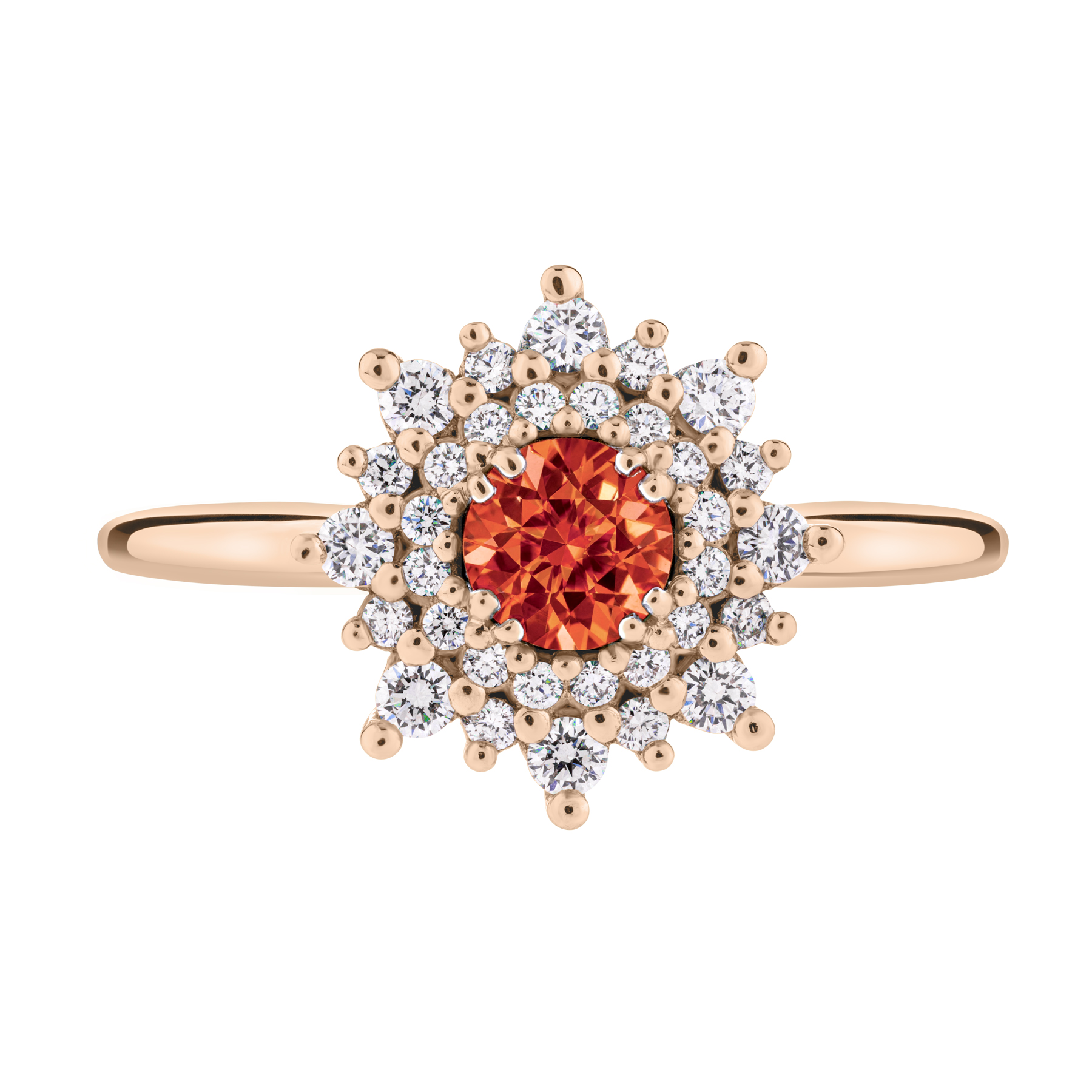Lepage Dentelle ring in rose gold, orange sapphire and diamonds