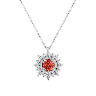Collier Lepage Dentelle en or blanc, saphir orange et diamants