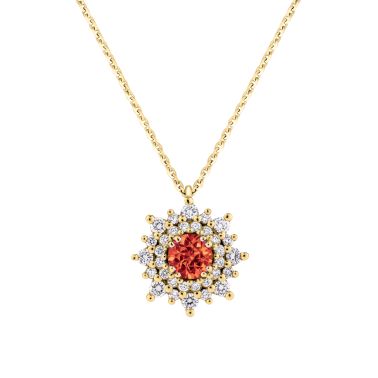 Lepage Dentelle necklace in yellow gold, orange sapphire and diamonds