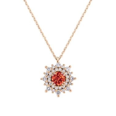 Collier Lepage Dentelle en or rose, saphir orange et diamants