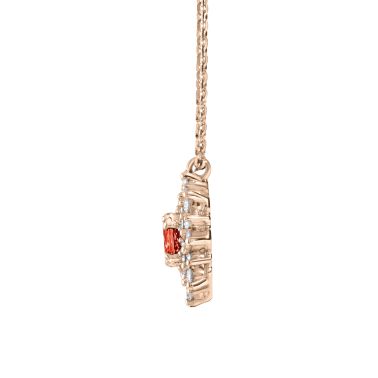 Collier Lepage Dentelle en or rose, saphir orange et diamants