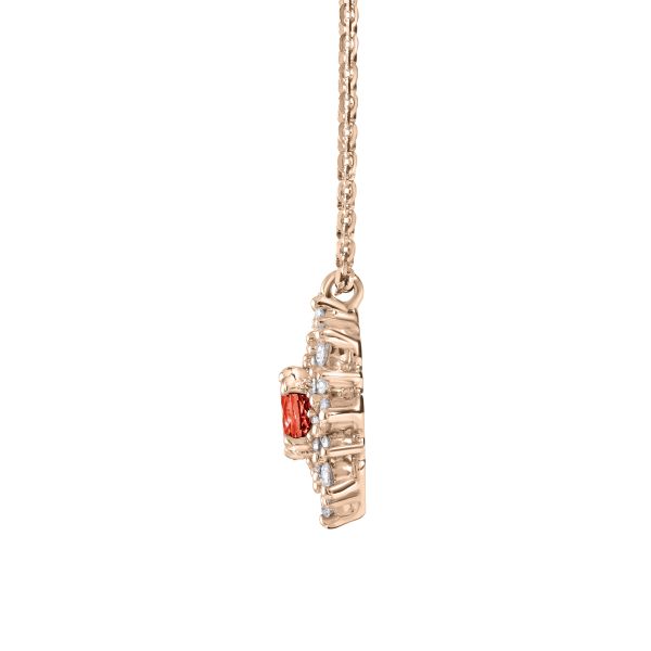 Collier Lepage Dentelle en or rose, saphir orange et diamants