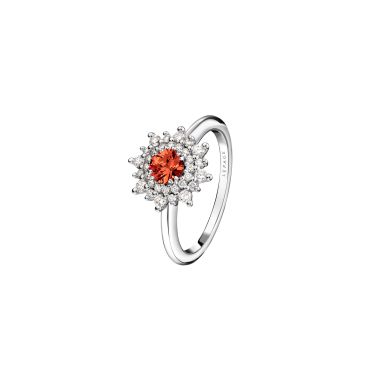 Lepage Dentelle ring in white gold, orange sapphire and diamonds
