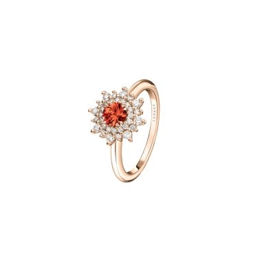 Bague Lepage Dentelle en or rose, saphir orange et diamants