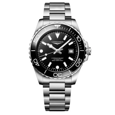 Longines HydroConquest automatic black dial steel bracelet 42 mm