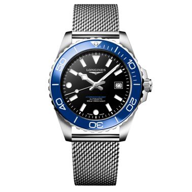 Montre Longines HydroConquest automatique cadran noir bracelet acier milanais 42 mm