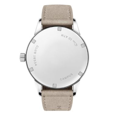 NOMOS Club Campus Full Rose Mechanical Watch Steel Case, Pink Dial, Beige Velvet Strap, 36 mm
