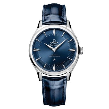 Montre Omega Constellation Observatory automatique cadran bleu bracelet cuir 39,4 mm