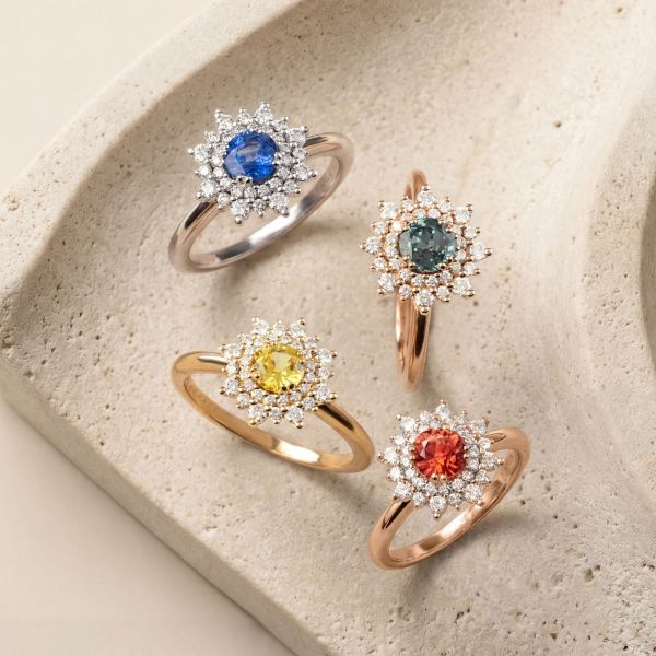 Lepage Dentelle ring in rose gold, orange sapphire and diamonds