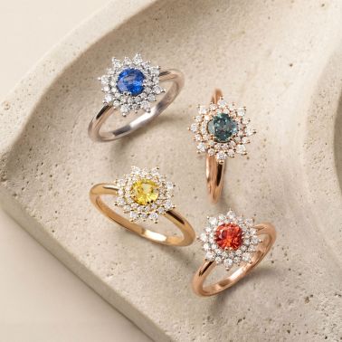 Bague Lepage Dentelle en or jaune, saphir orange et diamants