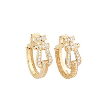 copy ofFRED Force 10 Rise Large Model Earrings in White Gold with Paved Diamonds