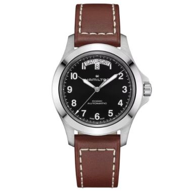 Hamilton Khaki Field Day Date Watch, Black Dial, Leather Strap, 40 mm