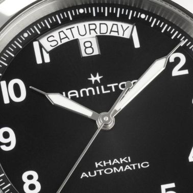 Hamilton Khaki Field Day Date Watch, Black Dial, Leather Strap, 40 mm