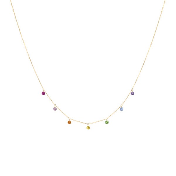 Collier La Brune et La Blonde Confetti Rainbow en or jaune et pierres précieuses 0,90 carat