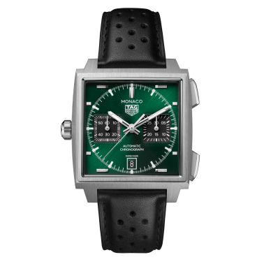 TAG Heuer Monaco Caliber TH20-11 Titanium automatic green dial leather bracelet 39 mm