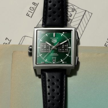 TAG Heuer Monaco Caliber TH20-11 Titanium automatic green dial leather bracelet 39 mm