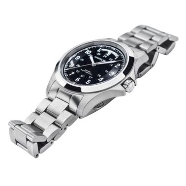 Hamilton Khaki Field Day Date Watch, Black Dial, Steel Strap, 40 mm