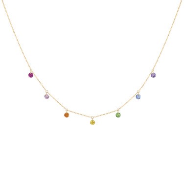 Collier La Brune et La Blonde Confetti Rainbow en or jaune et pierres précieuses 0,90 carat