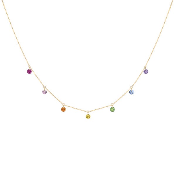 Collier La Brune et La Blonde Confetti Rainbow en or jaune et pierres précieuses 0,90 carat - Zoom