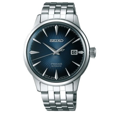 Montre Seiko Présage automatique cadran bleu soleillé bracelet acier 40,5 mm