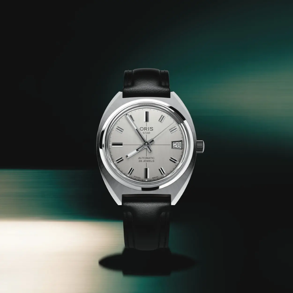 Montre Oris Star Edition automatique cadran argenté bracelet cuir 35 mm
