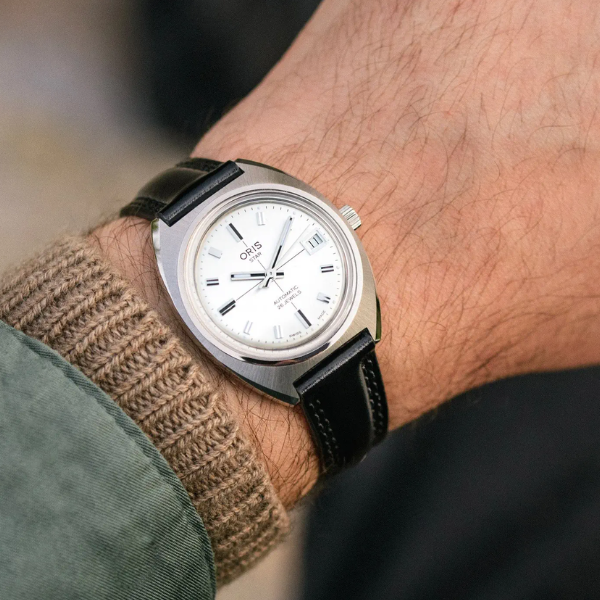 Montre Oris Star Edition automatique cadran argenté bracelet cuir 35 mm