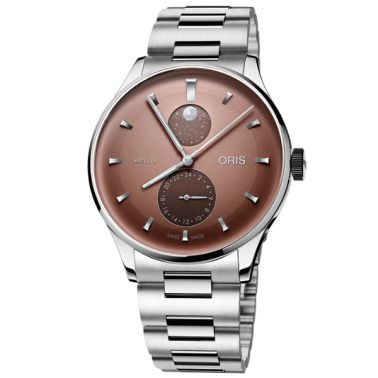 Oris Artelier Complication automatic chestnut dial steel bracelet 39,5 mm