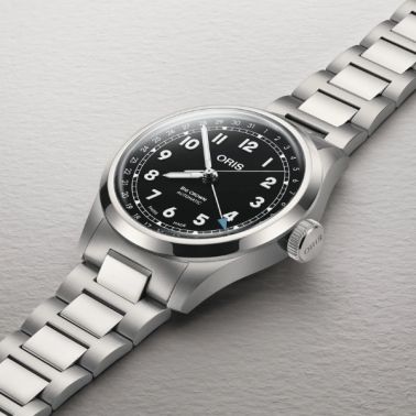 Montre Oris Big Crown Pointer Date automatique cadran noir bracelet acier 40 mm