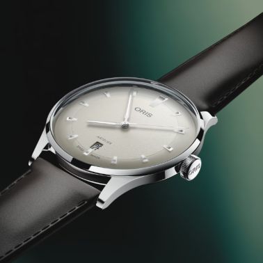 Montre Oris Artelier Date automatique cadran blanc bracelet cuir 38 mm