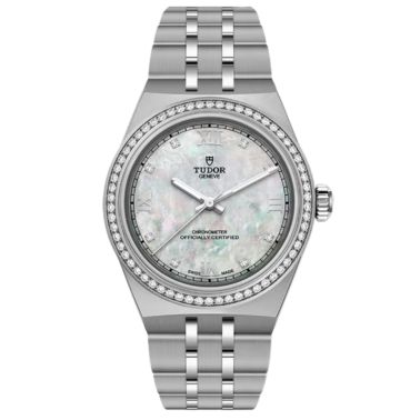 Montre Tudor Royal automatique lunette sertie diamants cadran nacre bracelet acier 30 mm