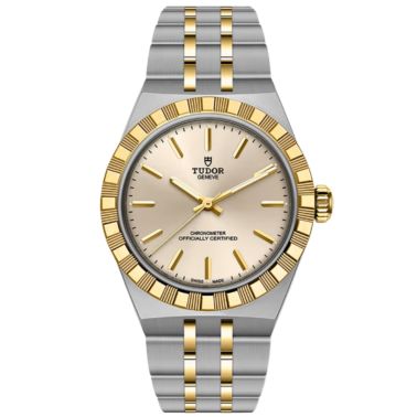 Montre Tudor Royal automatique acier et or jaune cadran doré 30 mm