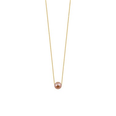 Collier Claverin Simply Pearly en or jaune et perle rose - SOLDAT