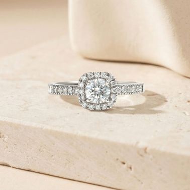 Lepage Madame Rose engagement ring in white gold and diamonds