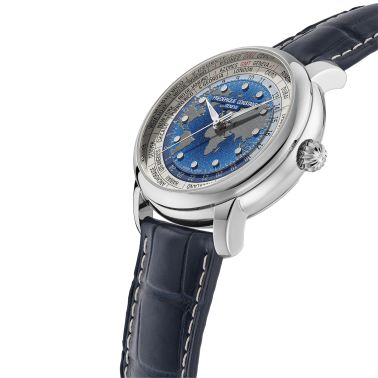Frédérique Constant Classics Worldtimer Manufacture automatic blue dial leather strap 40 mm