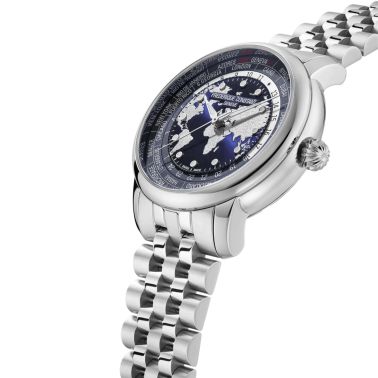 Frédérique Constant Classics Worldtimer Manufacture automatic blue dial steel bracelet 40 mm
