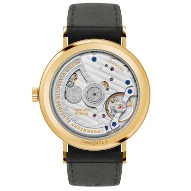 Montre Nomos Tangente Neomatik 38 Update automatique Gold fond saphir cadran argent bracelet cuir noir 38,5 mm