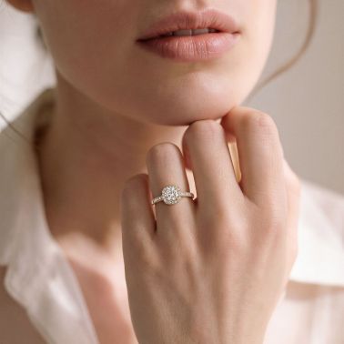 Lepage Madame Rose engagement ring in yellow gold and diamonds