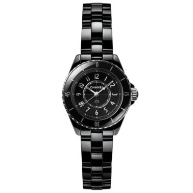CHANEL J12 Quartz Ceramic Watch with Black Dial, 28 mm