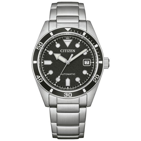 Montre Citizen Marine Mecha automatique cadran noir bracelet acier 38,5 mm