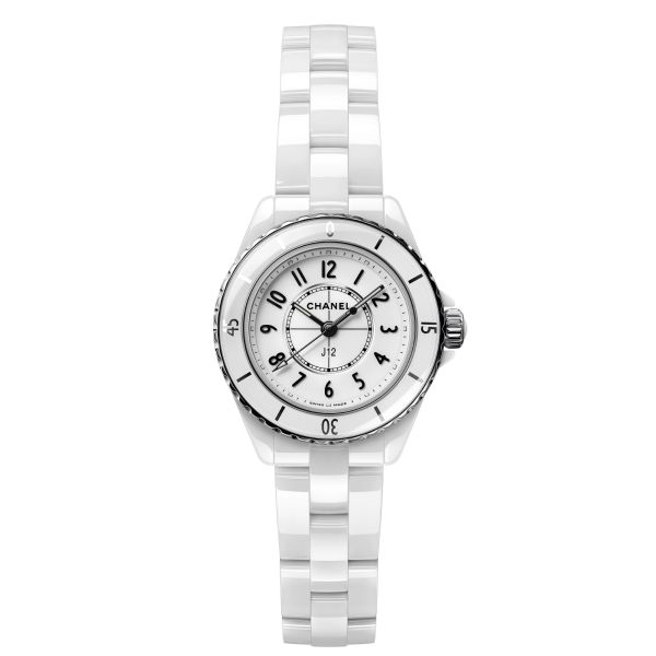 CHANEL J12 Quartz Watch, White Ceramic Case, White Dial, 28 mm