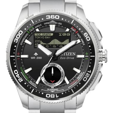 Montre Citizen Promaster Marine Wave Tracker Eco-Drive cadran noir bracelet acier 42 mm