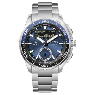 Citizen Promaster Marine Wave Tracker Eco-Drive blue dial steel bracelet 42 mm
