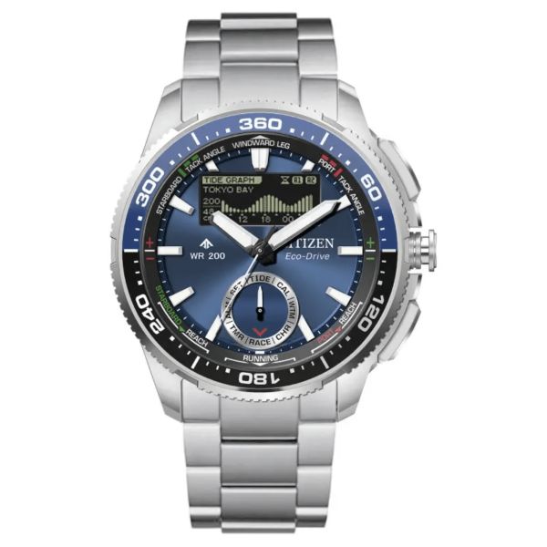 Citizen Promaster Marine Wave Tracker Eco-Drive blue dial steel bracelet 42 mm