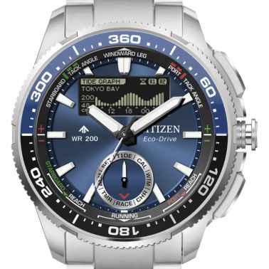Citizen Promaster Marine Wave Tracker Eco-Drive blue dial steel bracelet 42 mm