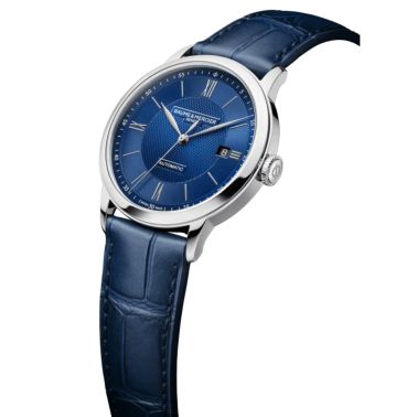 Montre Baume et Mercier Classima automatique cadran bleu bracelet cuir bleu 40 mm