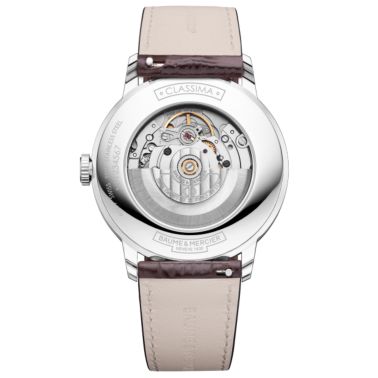 Montre Baume et Mercier Classima automatique cadran argenté bracelet cuir marron 40 mm