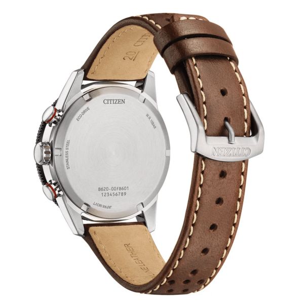 Citizen Vintage Racing Eco-Drive white dial brown leather strap 39,5 mm