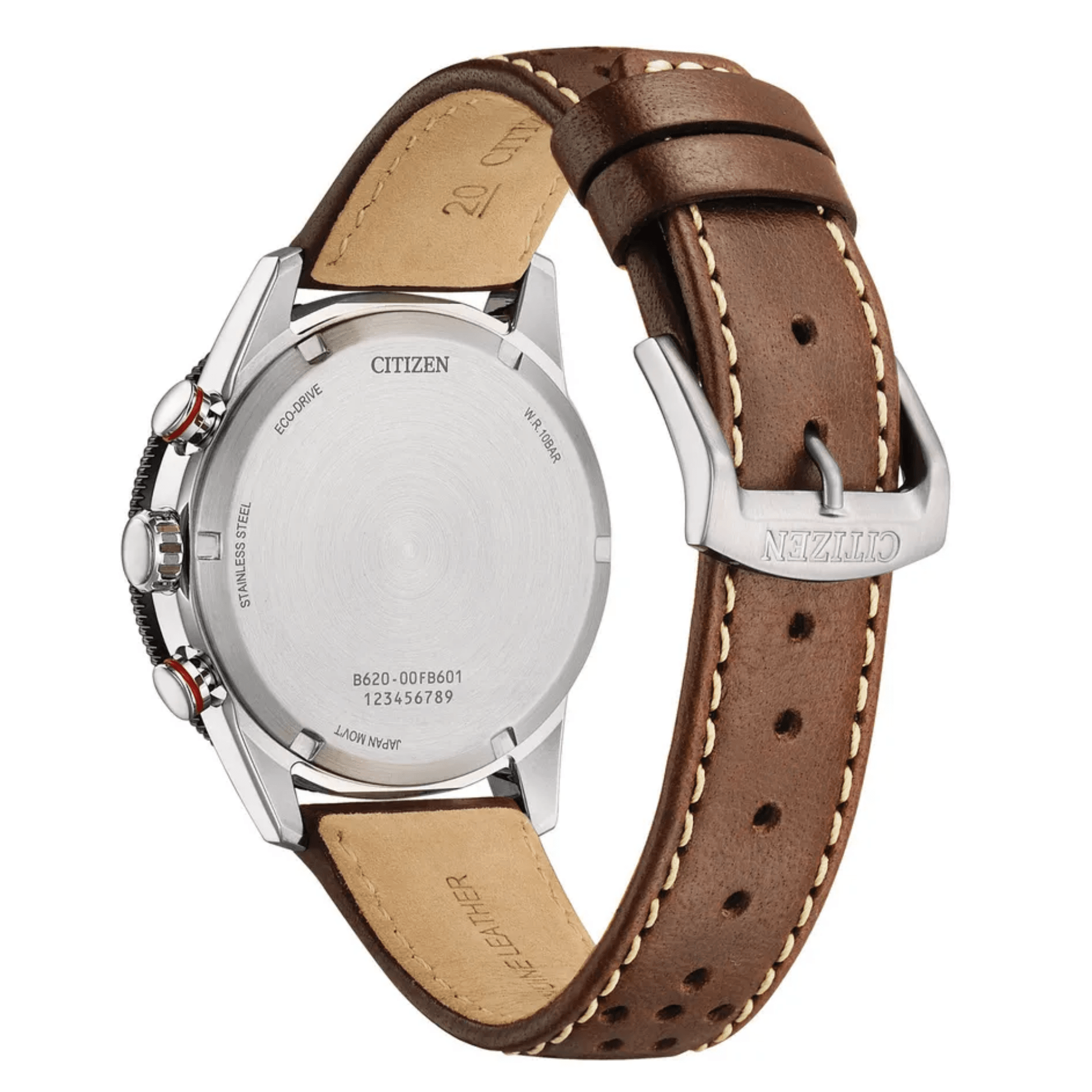 Citizen Vintage Racing Eco-Drive white dial brown leather strap 39,5 mm